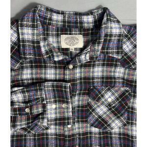 Mens 2XL Gibson Long Sleeve Casual Classic Pearl Snap Down Shirt Blue Flannel